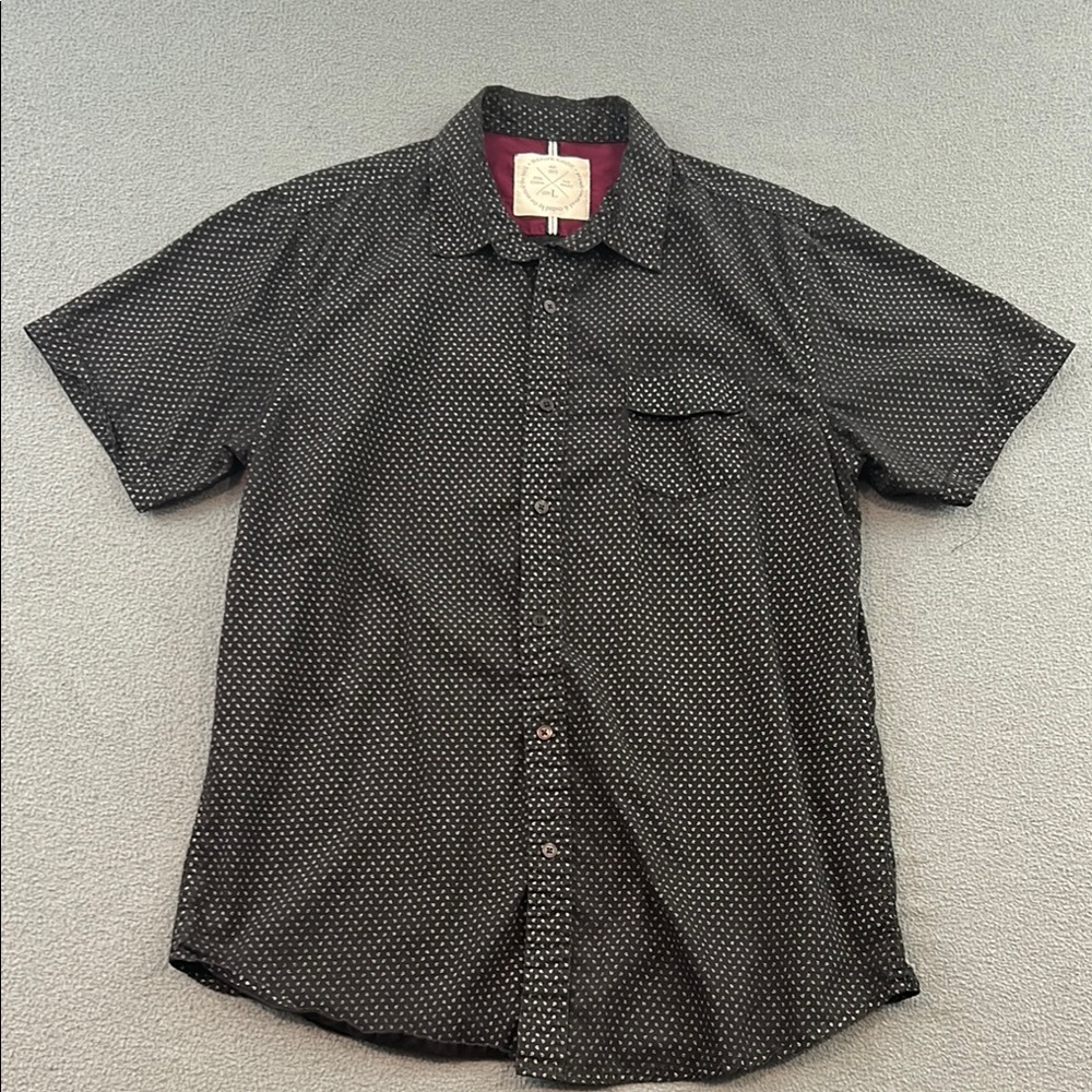 Native Code Men’s Black Patterned Short Sleeve Bu… - image 1